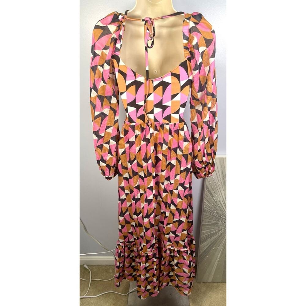 Patbo Plitka Lace Up Long Sleeve Cutout Pink Maxi Dress Size XS - Picture 8 of 11